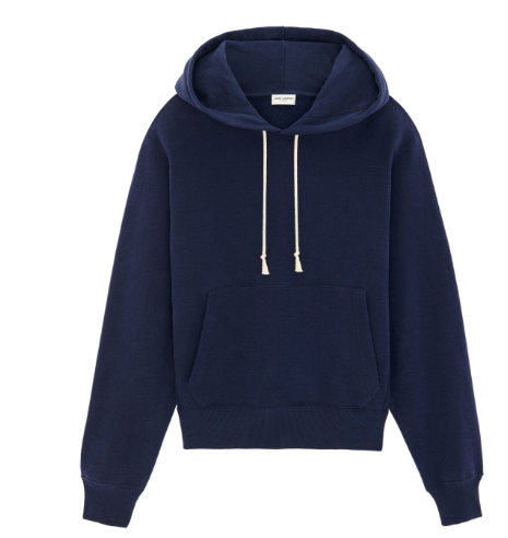 SAINT LAURENT Organic Cotton Drawstring Hooded Sweater for Men