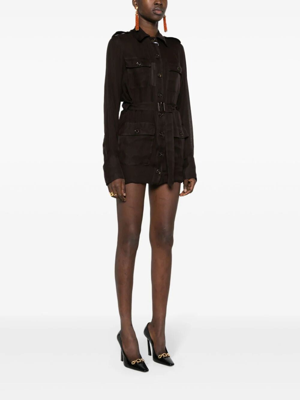 SAINT LAURENT Mini Silk Muslin Dress