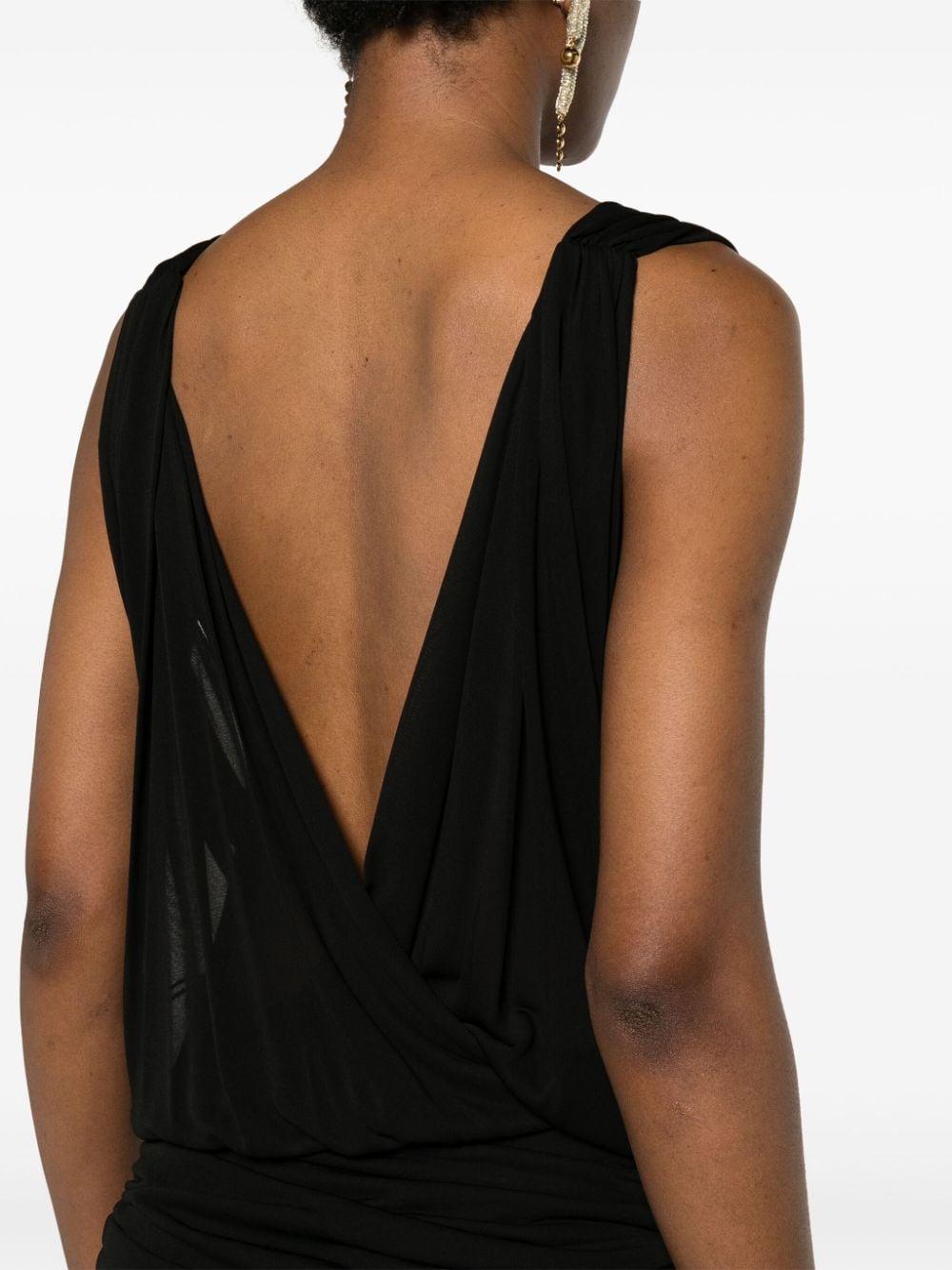 SAINT LAURENT V-Necked Mini Dress with Draped Detailing