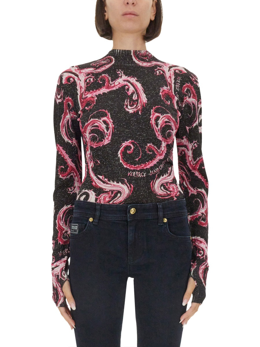 VERSACE JEANS COUTURE Slim Fit Lurex Knit T-Shirt - Women’s Small