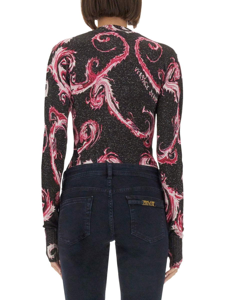 VERSACE JEANS COUTURE Slim Fit Lurex Knit T-Shirt - Women’s Small