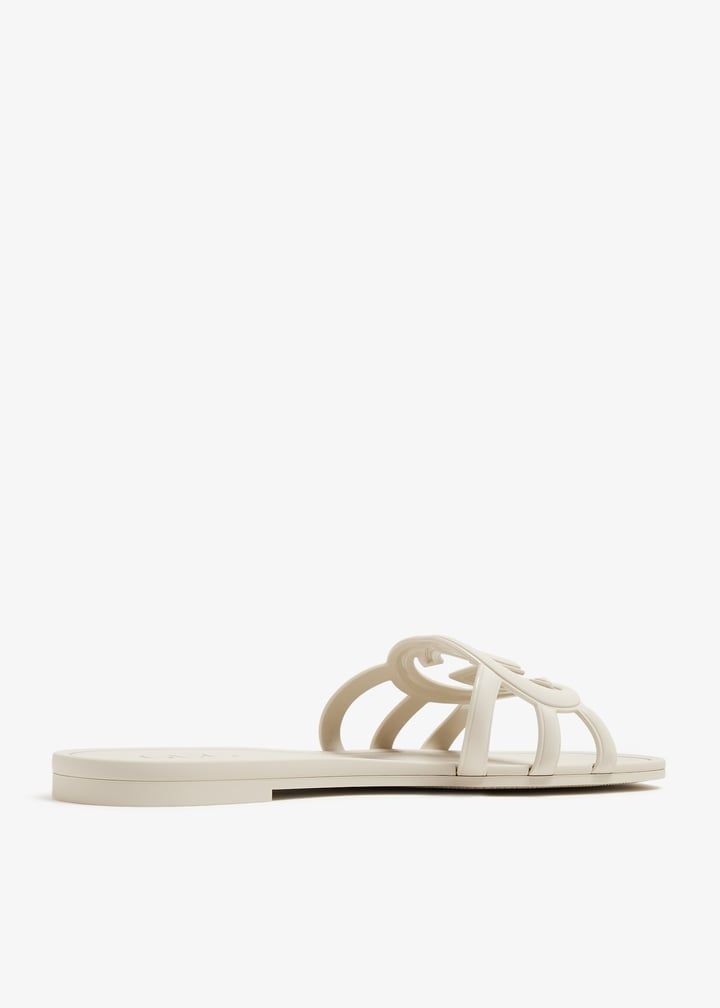 GUCCI Interlocking G Cut-Out Mini Slide Sandal with Rubber Sole