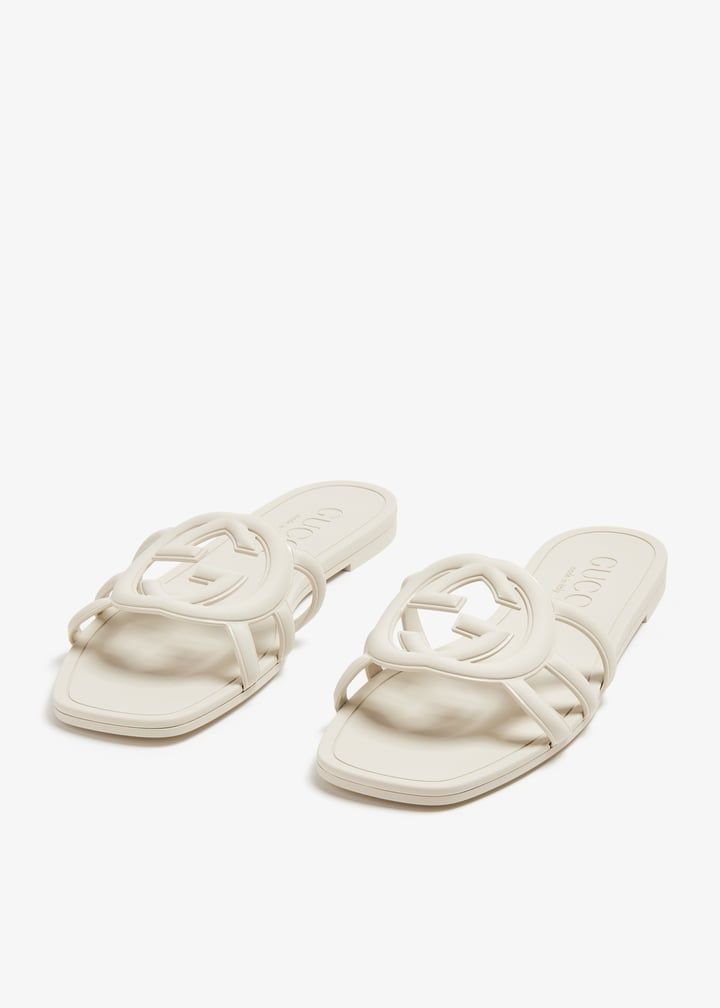 GUCCI Interlocking G Cut-Out Mini Slide Sandal with Rubber Sole