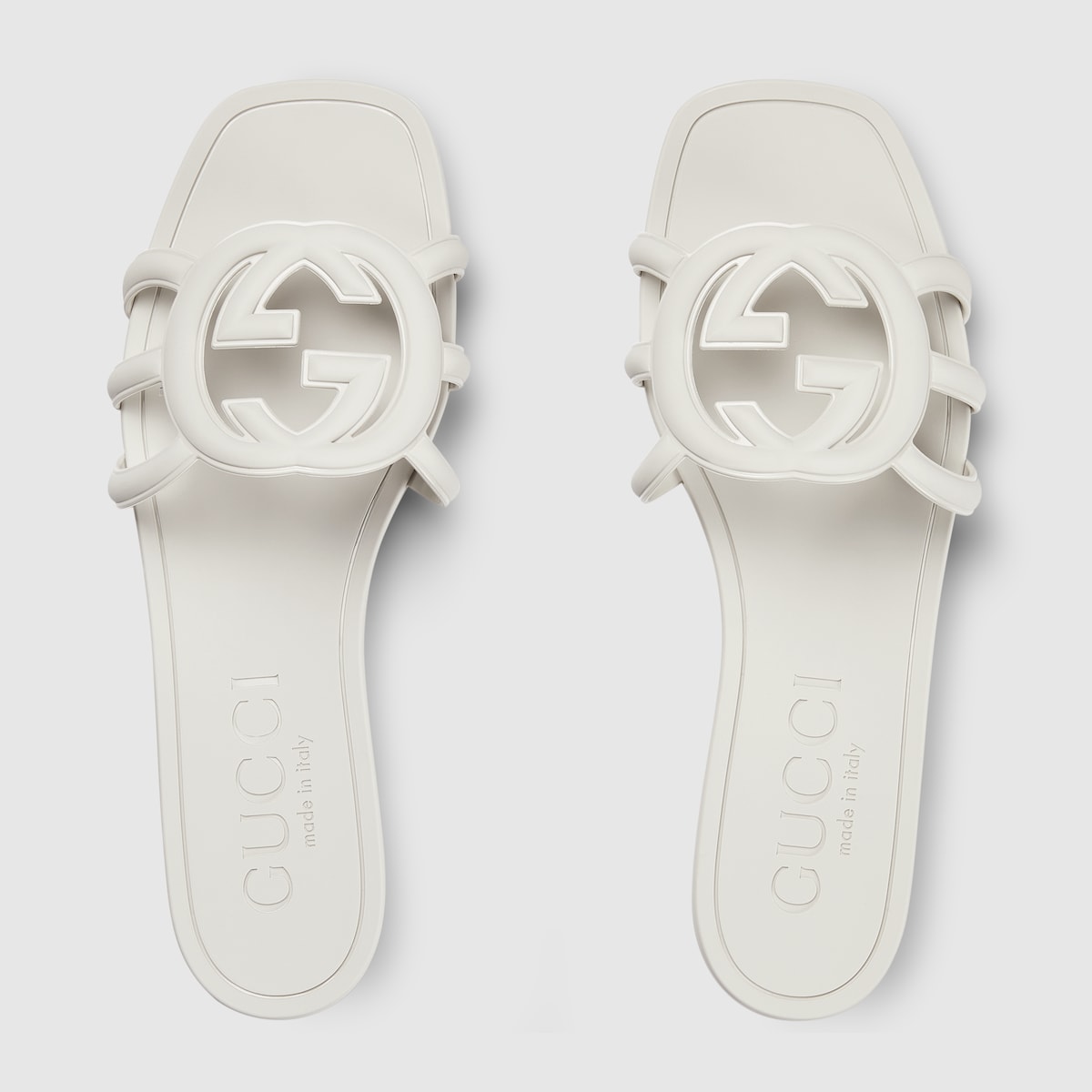 GUCCI Interlocking G Cut-Out Mini Slide Sandal with Rubber Sole