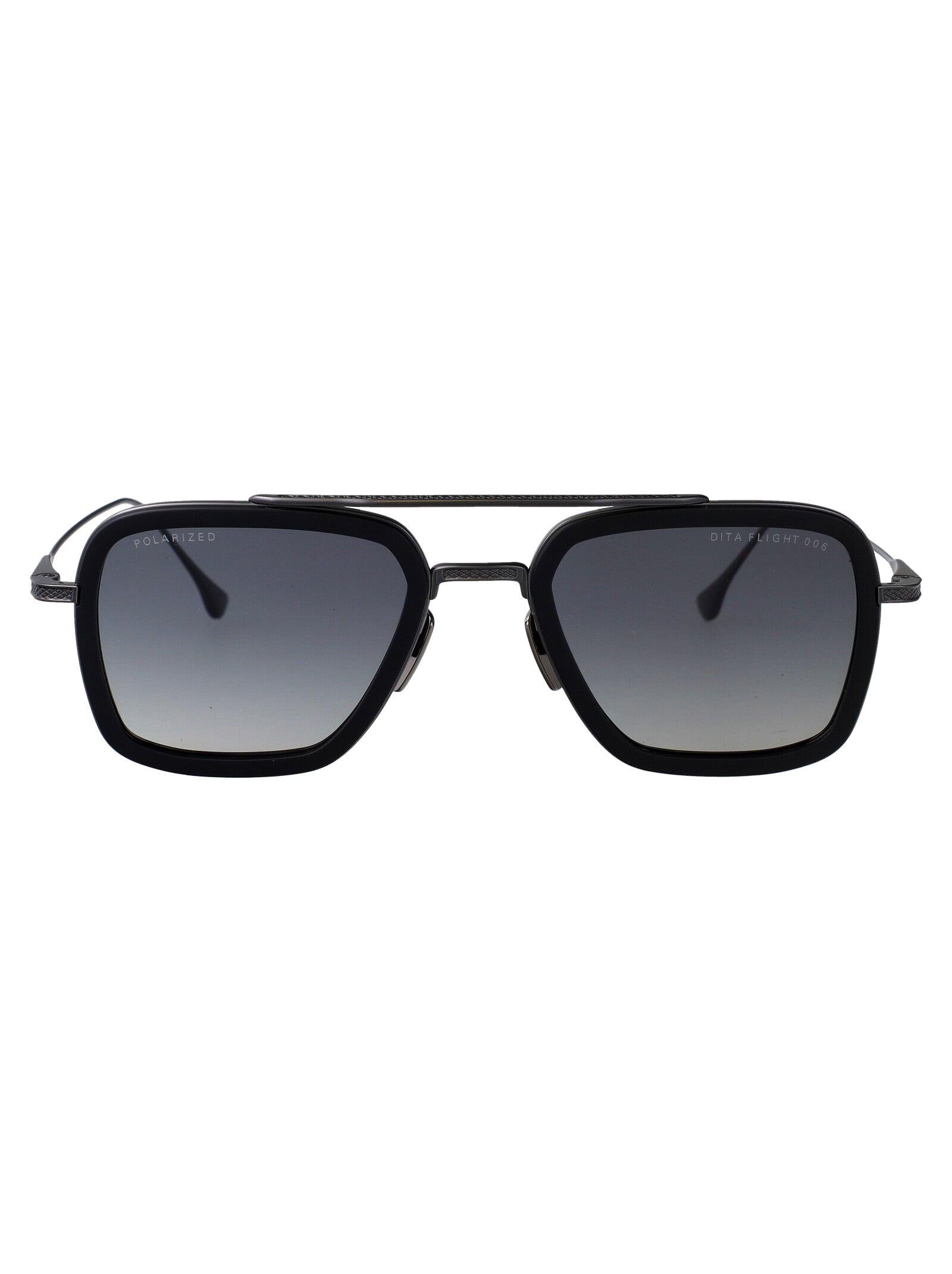 DITA EYEWEAR Matte Black Polarized Metal Sunglasses 52
