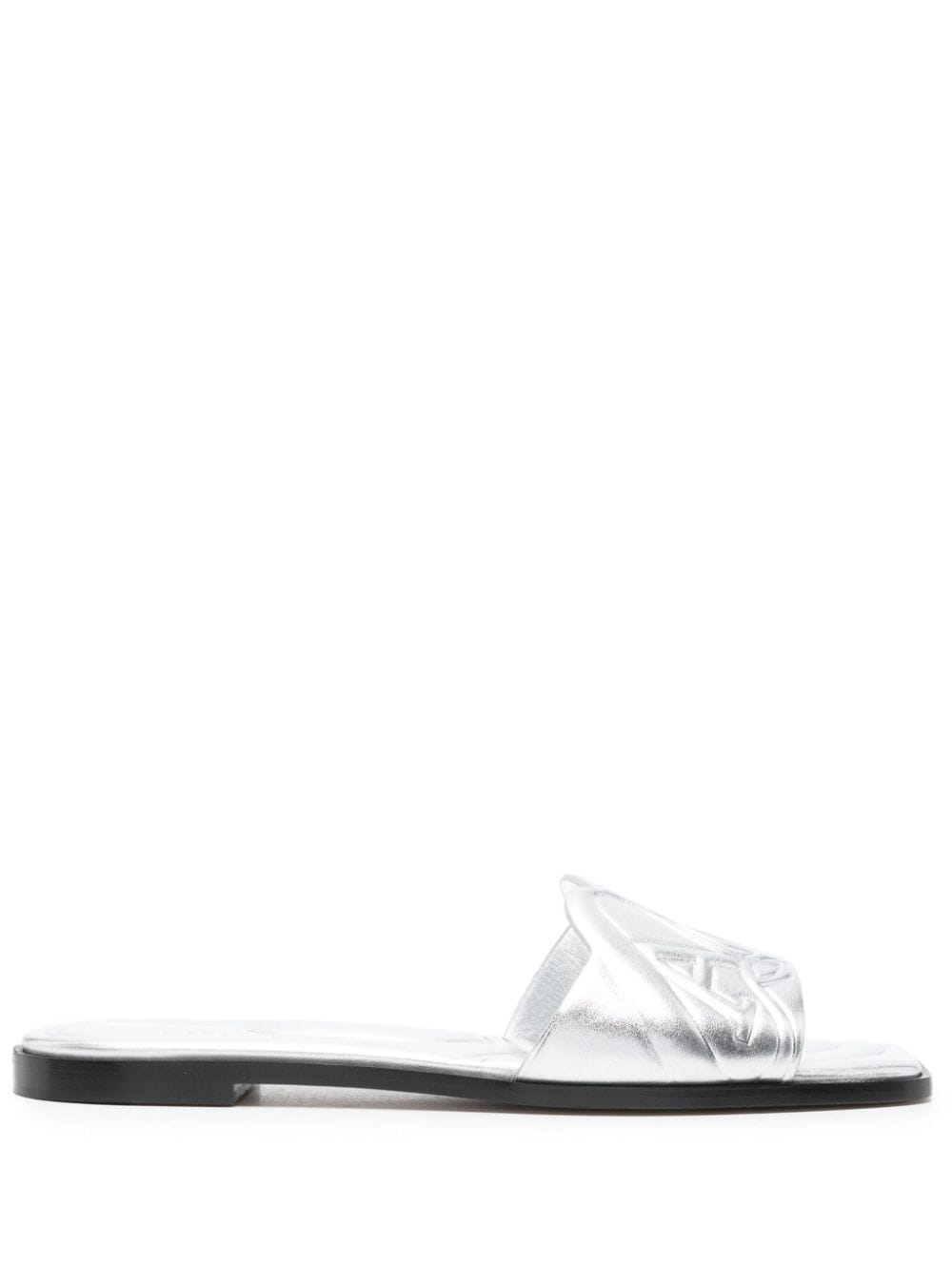 ALEXANDER MCQUEEN Square Open Toe Leather Sandals