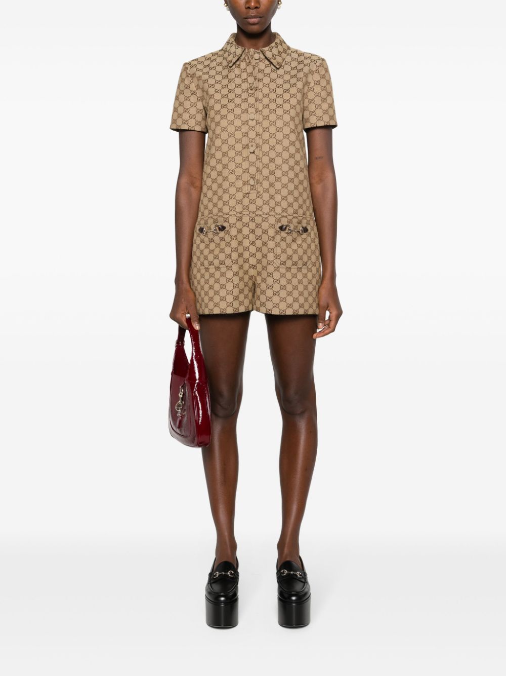 GUCCI Canvas Short Jumpsuit for Women - FW25 Collection