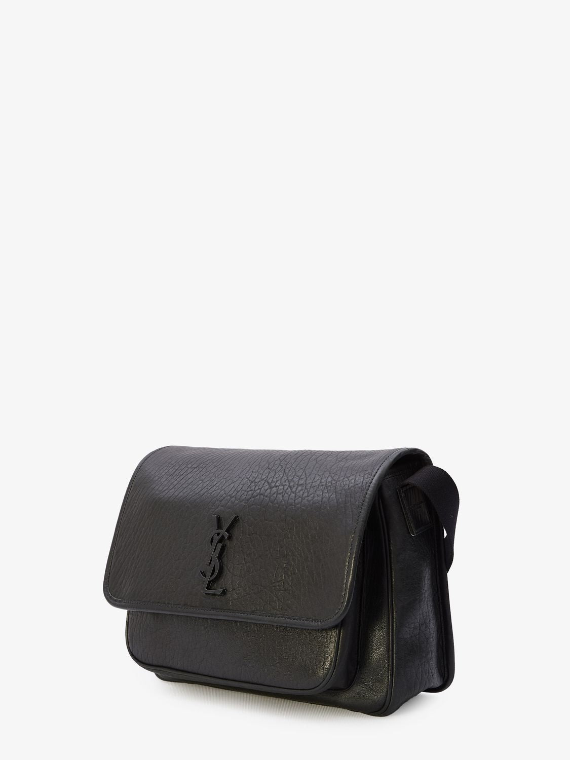 SAINT LAURENT Hammered Leather Messenger Handbag