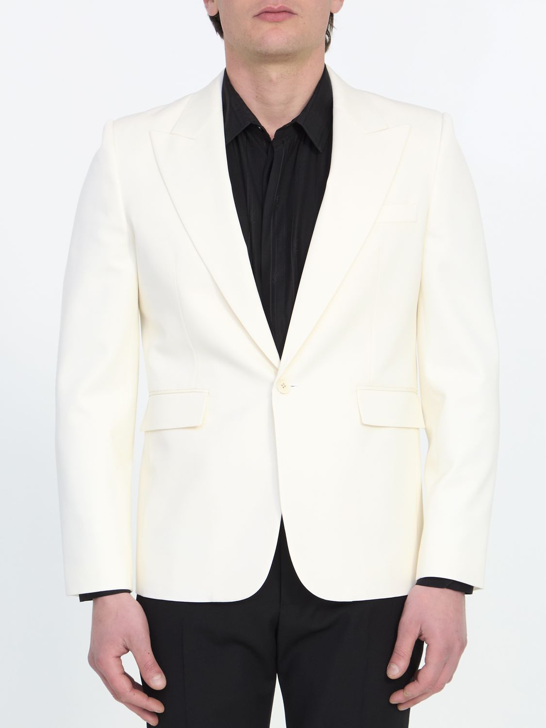 SAINT LAURENT Men's Wool Gabardine Single-Breasted Jacket - Size 48