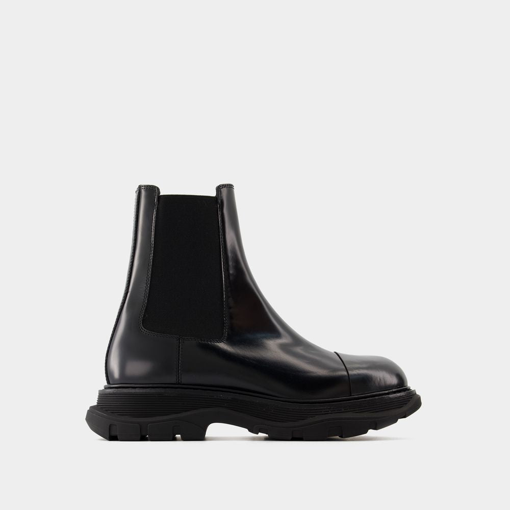 ALEXANDER MCQUEEN Leather Chelsea Tread Ankle Boots