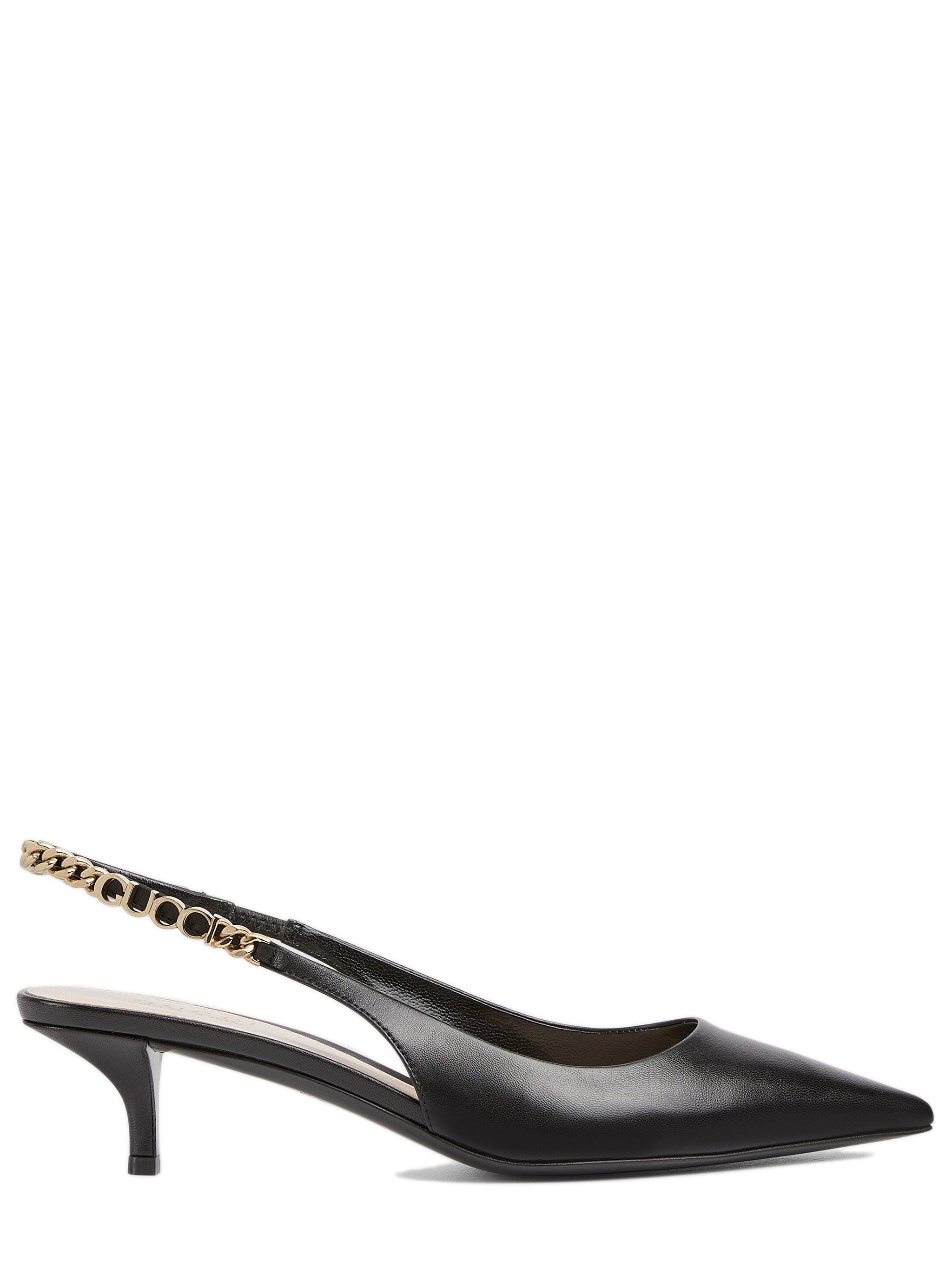 GUCCI Pointed Toe Slingback Pumps with Hand-Stitched Detail and 45mm Heel