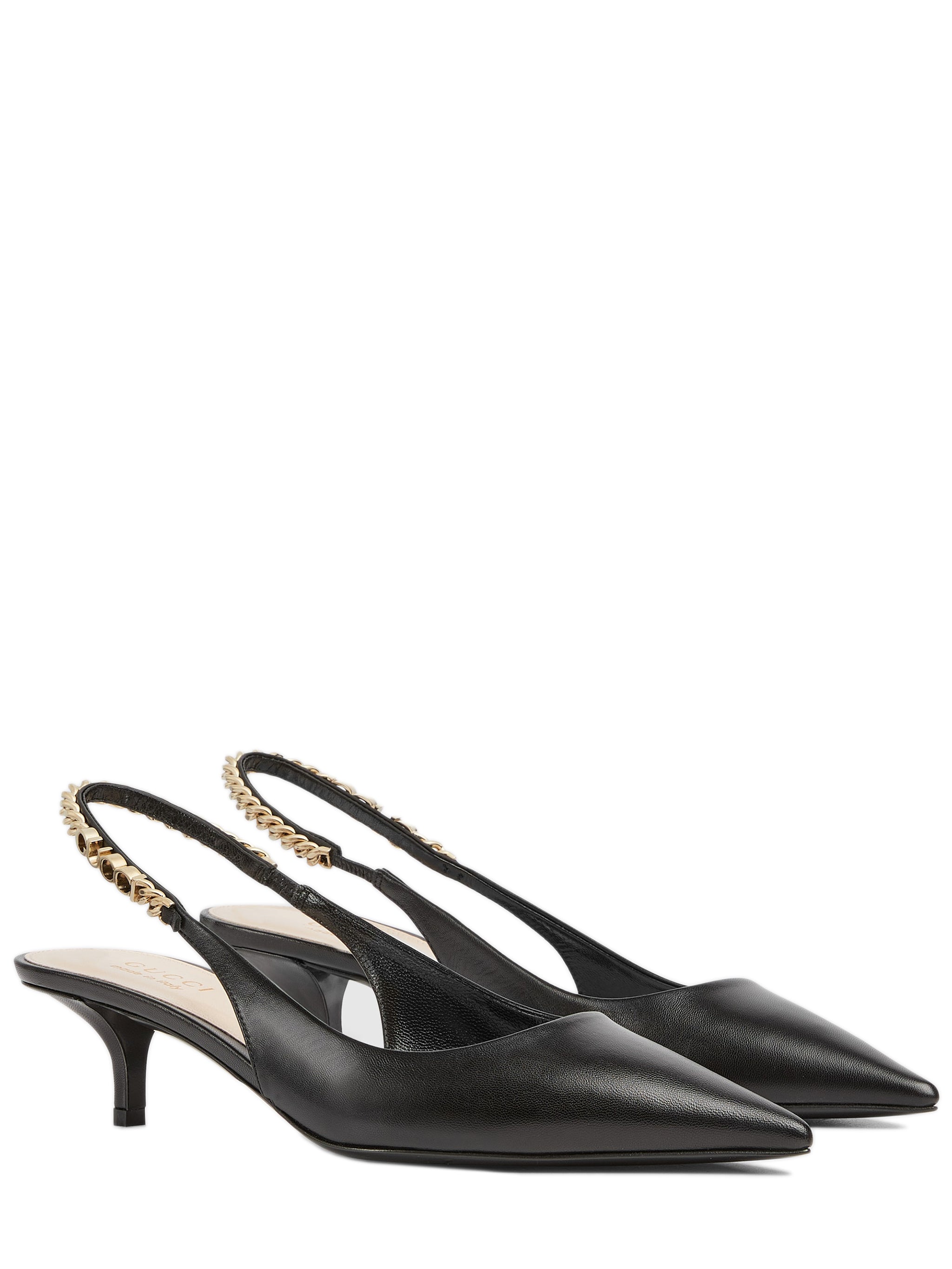 GUCCI Pointed Toe Slingback Pumps with Hand-Stitched Detail and 45mm Heel