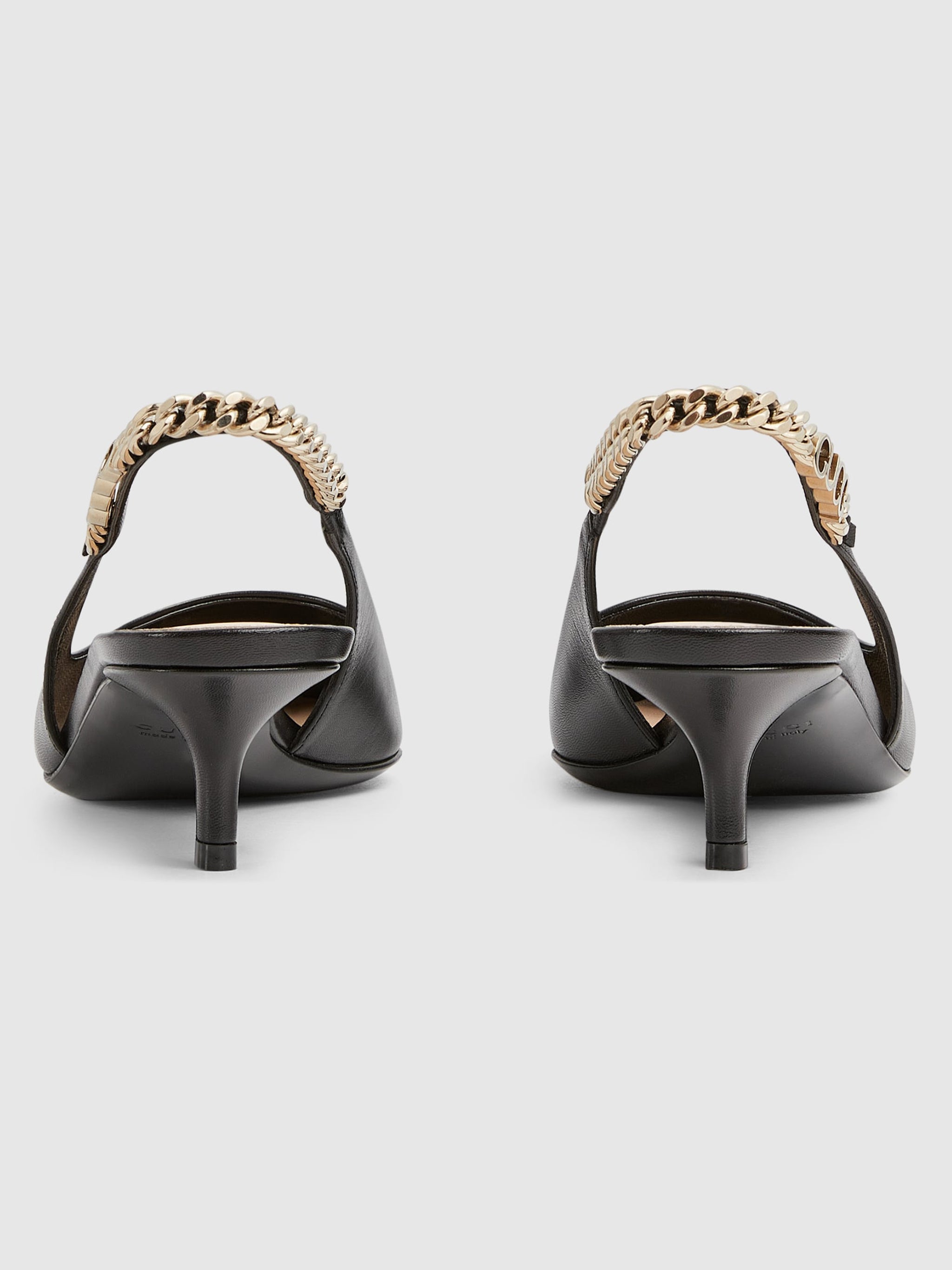 GUCCI Pointed Toe Slingback Pumps with Hand-Stitched Detail and 45mm Heel