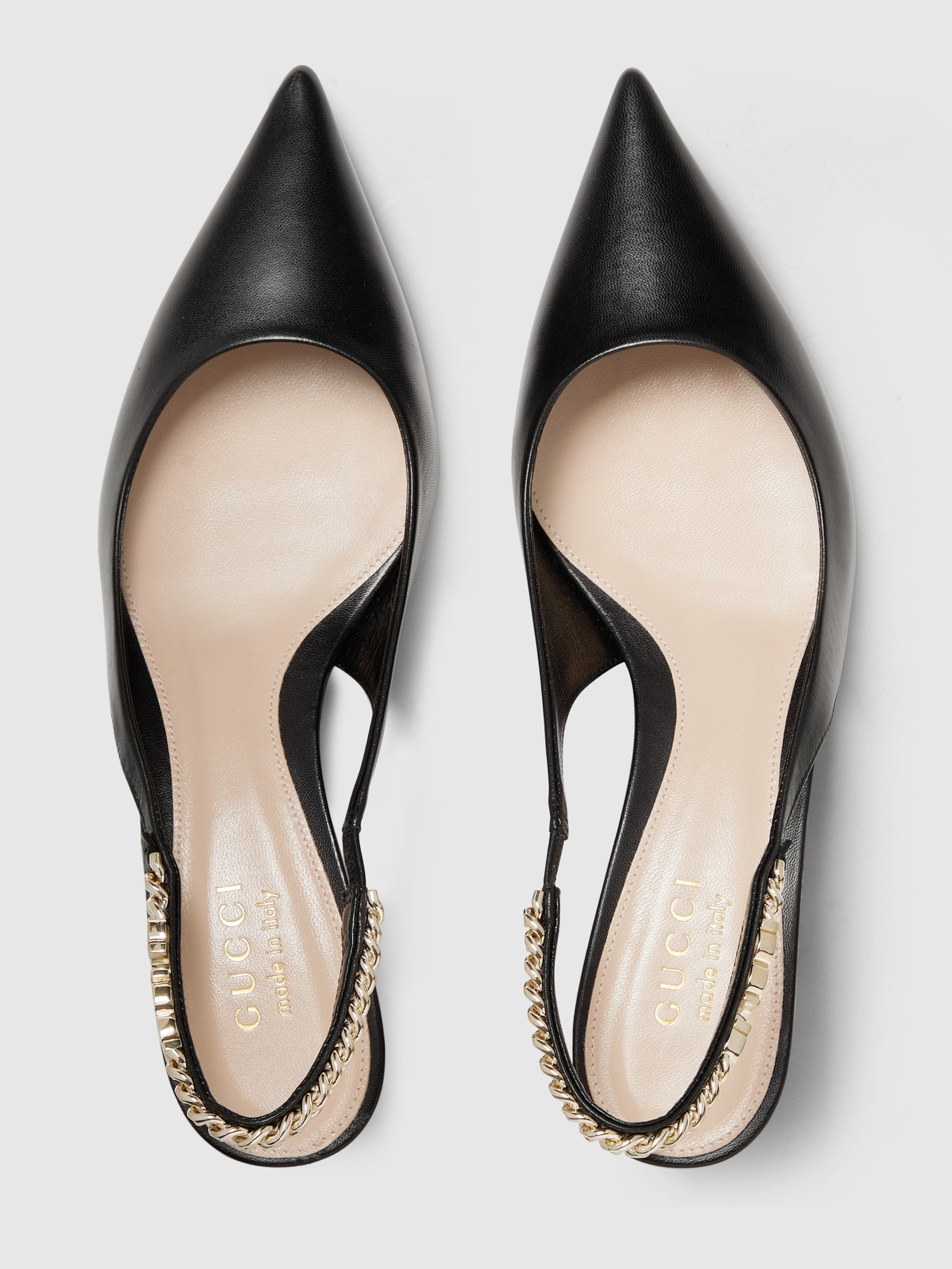 GUCCI Pointed Toe Slingback Pumps with Hand-Stitched Detail and 45mm Heel