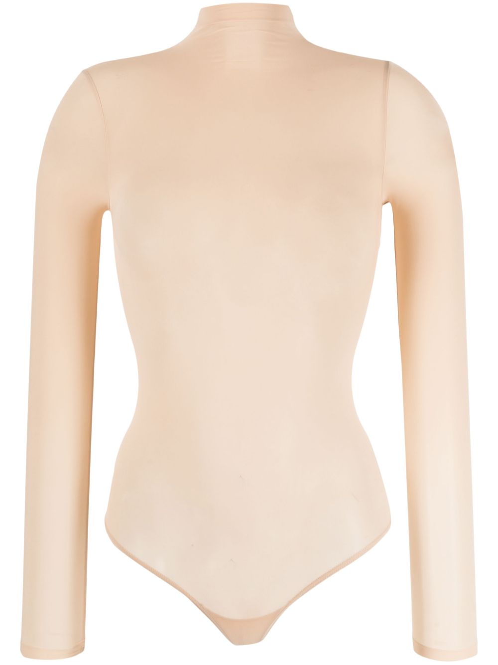 WOLFORD Stretch Semi-Sheer High Neck Long Sleeve Bodysuit