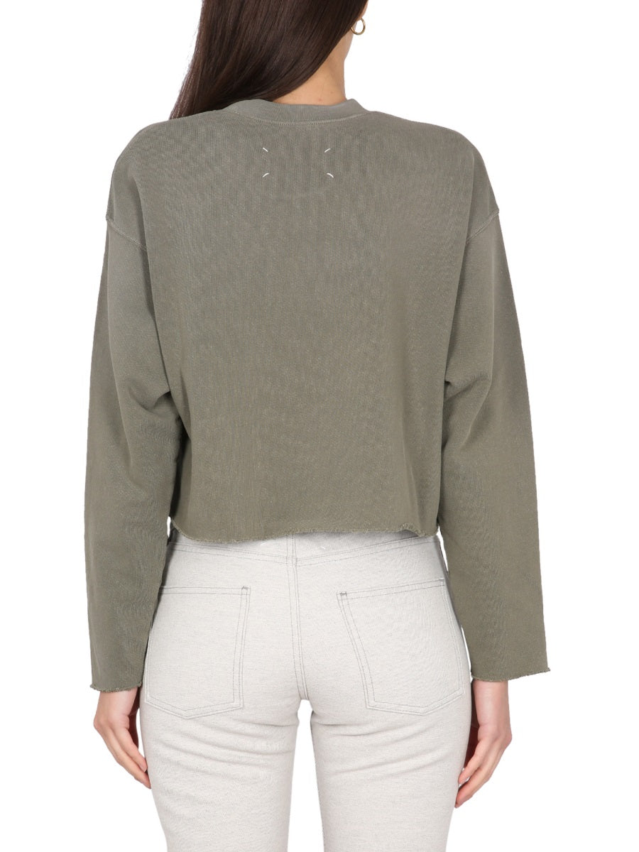 MAISON MARGIELA Vintage Sweatshirt with Logo and Raw Cut Hem