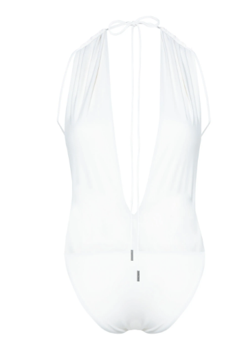 SAINT LAURENT Plunge Cut-Out Mini Sweater with Adjustable Straps