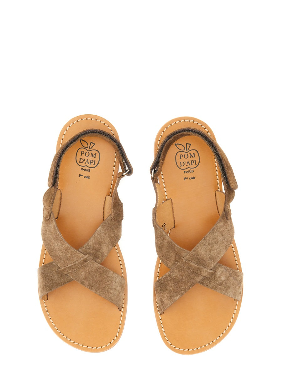POM D'API Chic Mini Stitch Cross Sandals for Girls