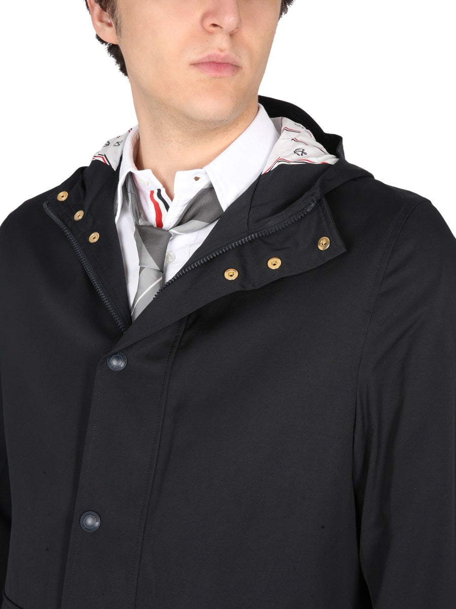 THOM BROWNE High Neck Hooded Mini Parka Jacket for Men