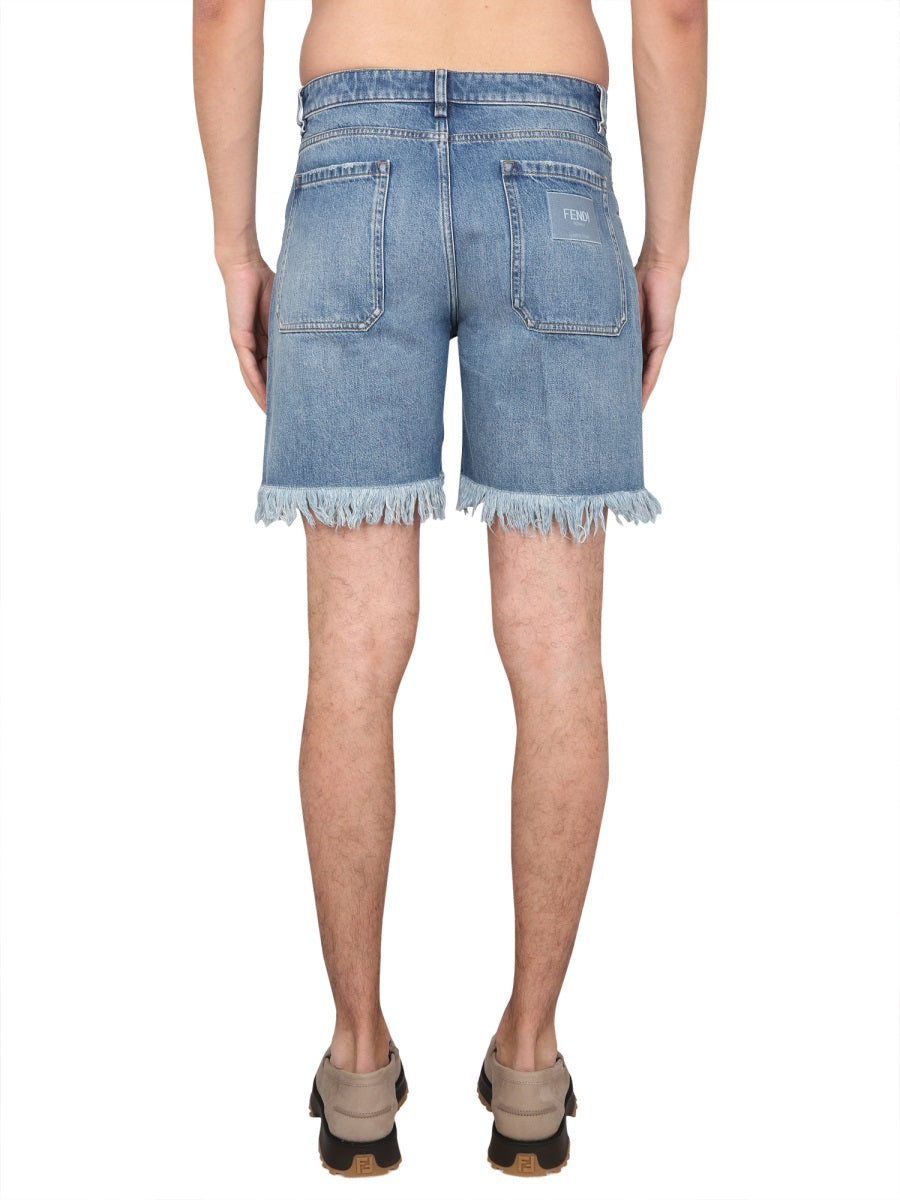 FENDI Men's Denim Bermuda Shorts - Maxi Fit