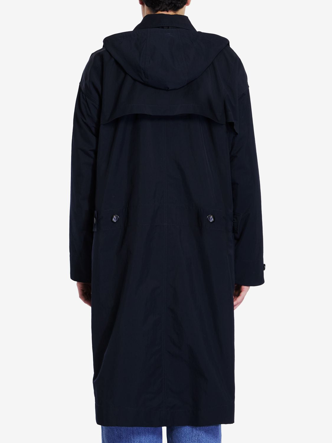 BOTTEGA VENETA Navy Blue Nylon Blend Trench Jacket for Men - FW24 Collection