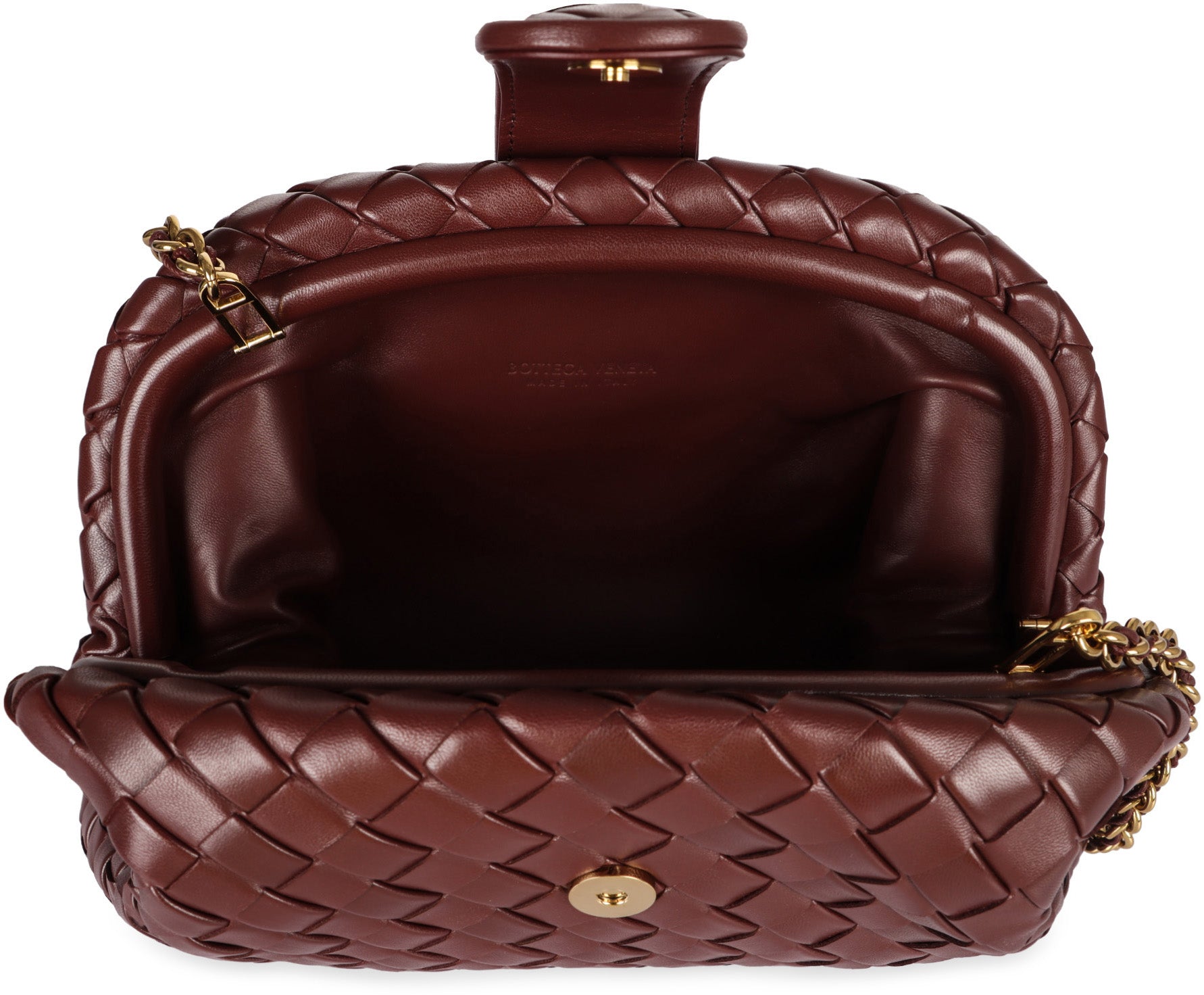 BOTTEGA VENETA Mini Woven Leather Clutch with Chain Strap