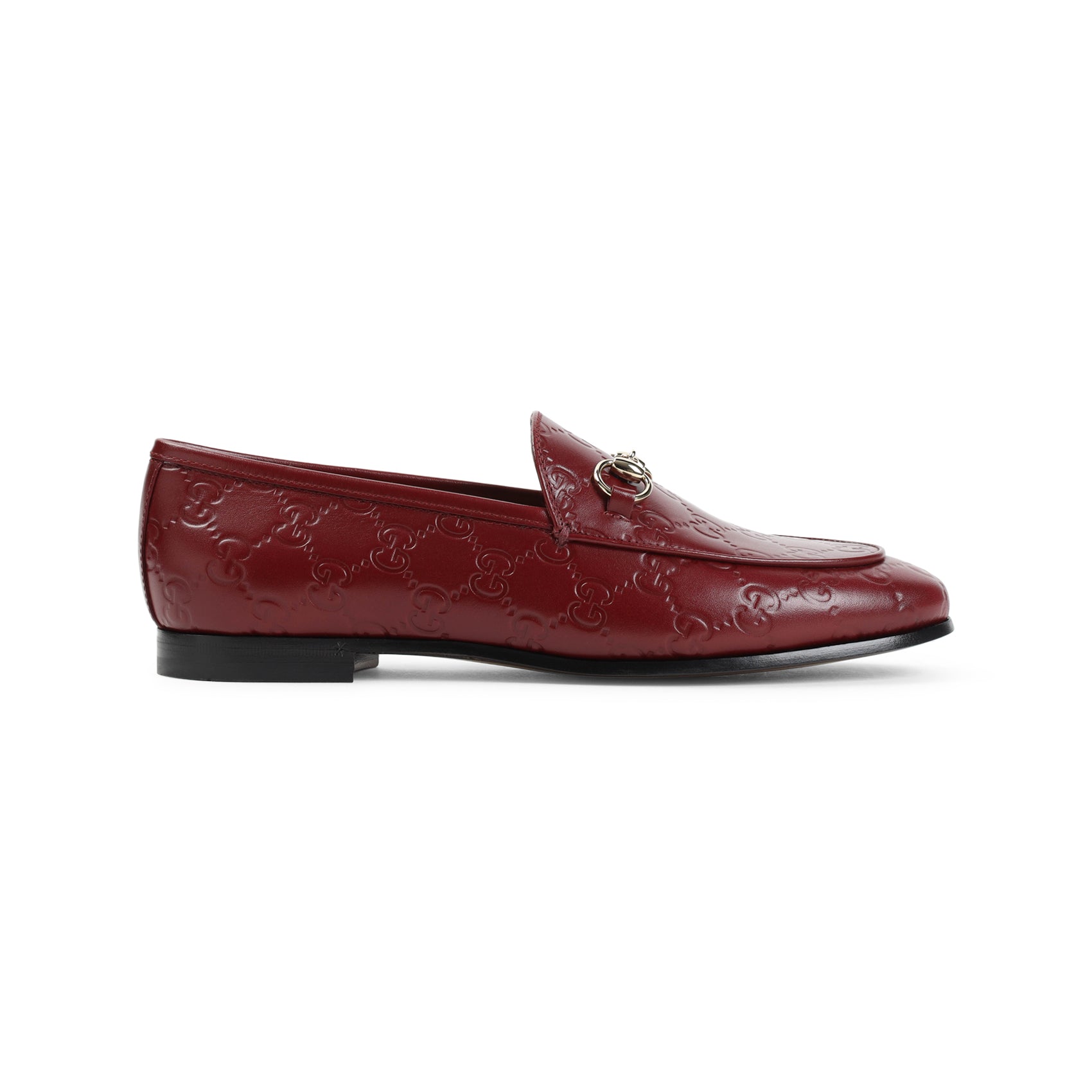 GUCCI Leather Loafers with Signature GG Logo and Metal Horsebit