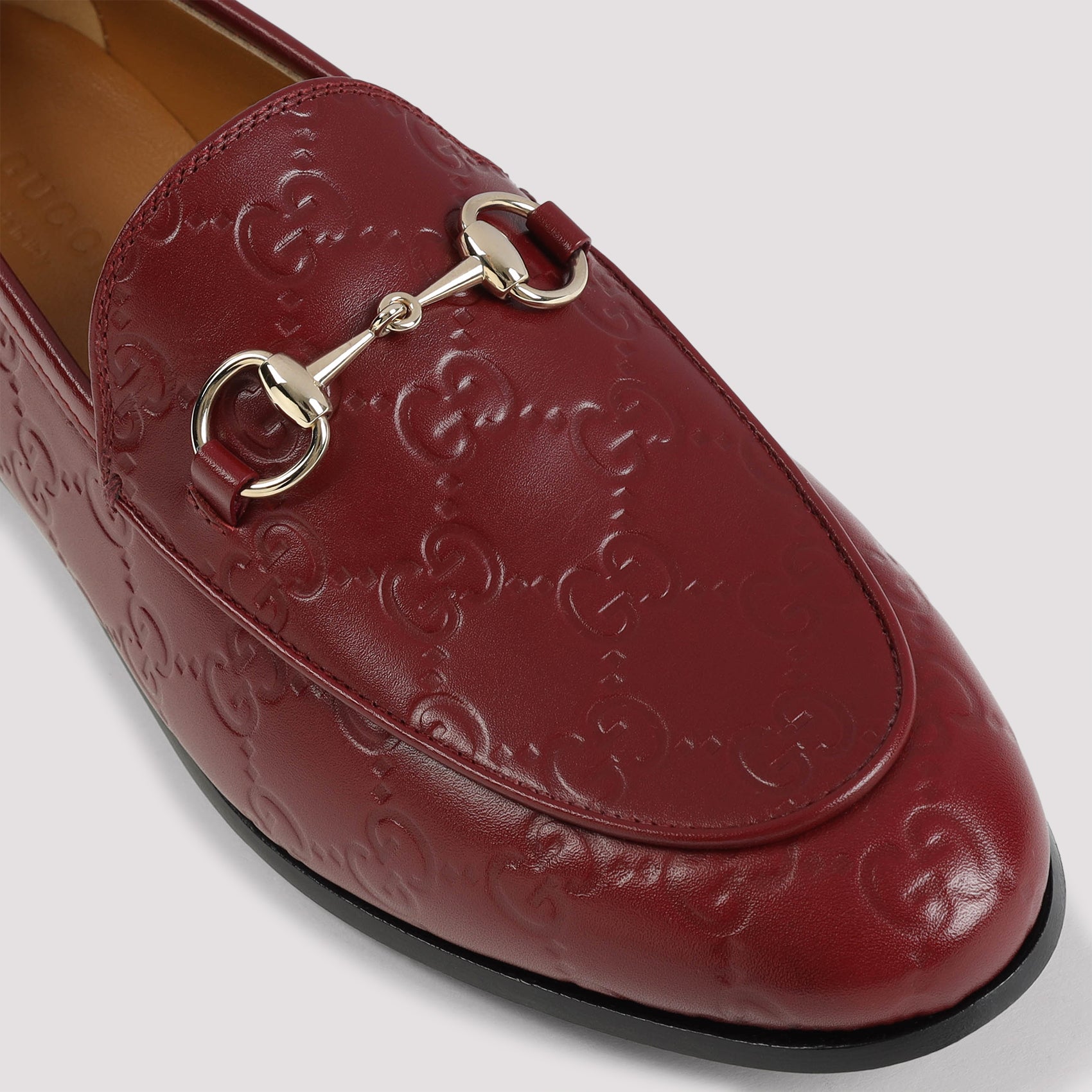 GUCCI Leather Loafers with Signature GG Logo and Metal Horsebit