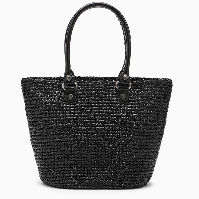 BALENCIAGA Mini Shoulder Handbag with Raffia Effect
