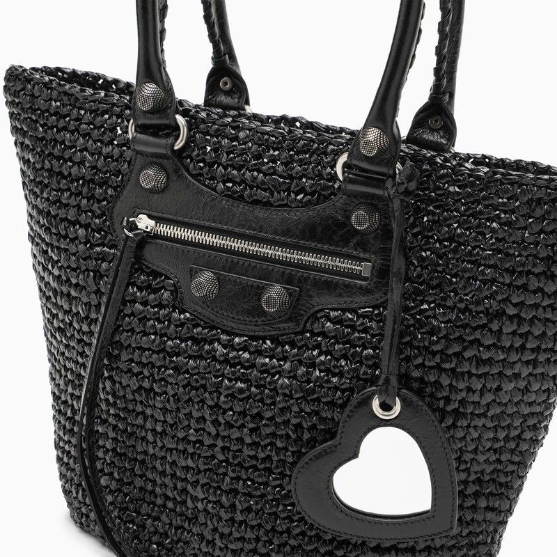 BALENCIAGA Mini Shoulder Handbag with Raffia Effect