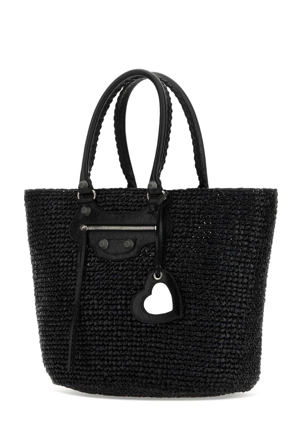 BALENCIAGA Large Raffia Le Cagole Panier Shopping Handbag