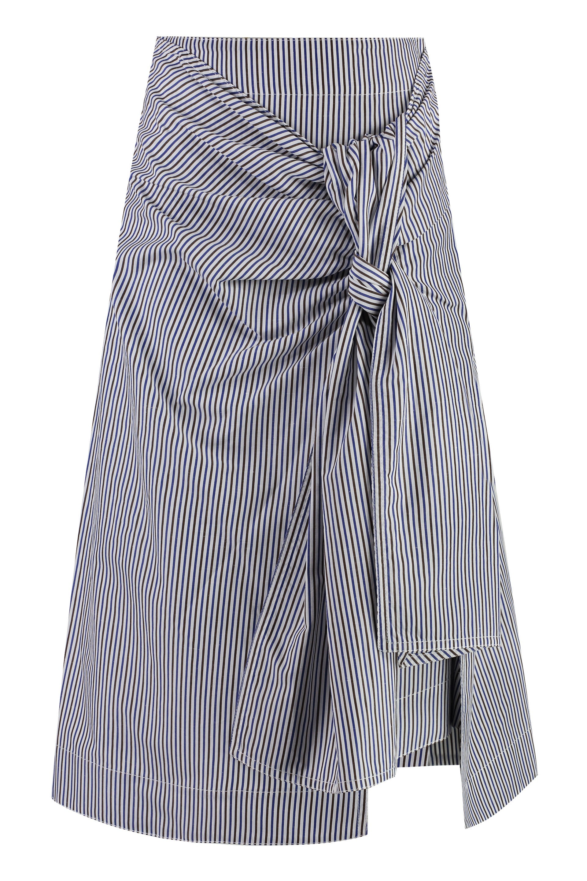 BOTTEGA VENETA Cotton and Linen Skirt with Front Knot Detail