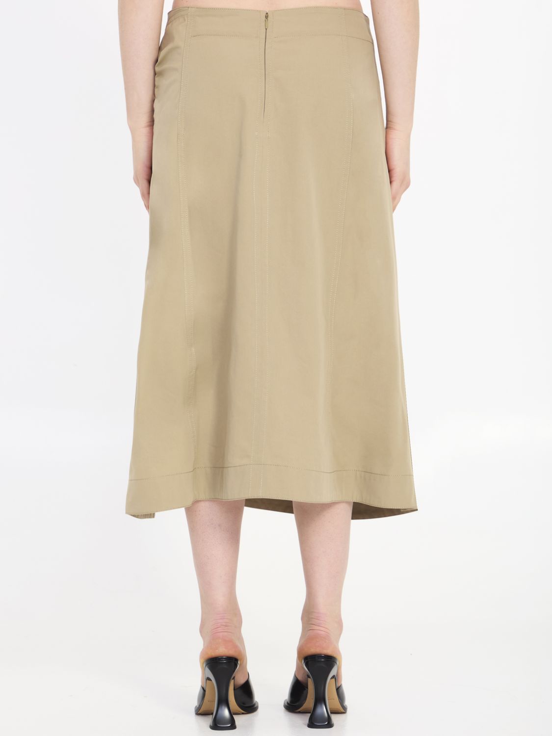 BOTTEGA VENETA Chic Cotton Midi Skirt with Front Knot Detail