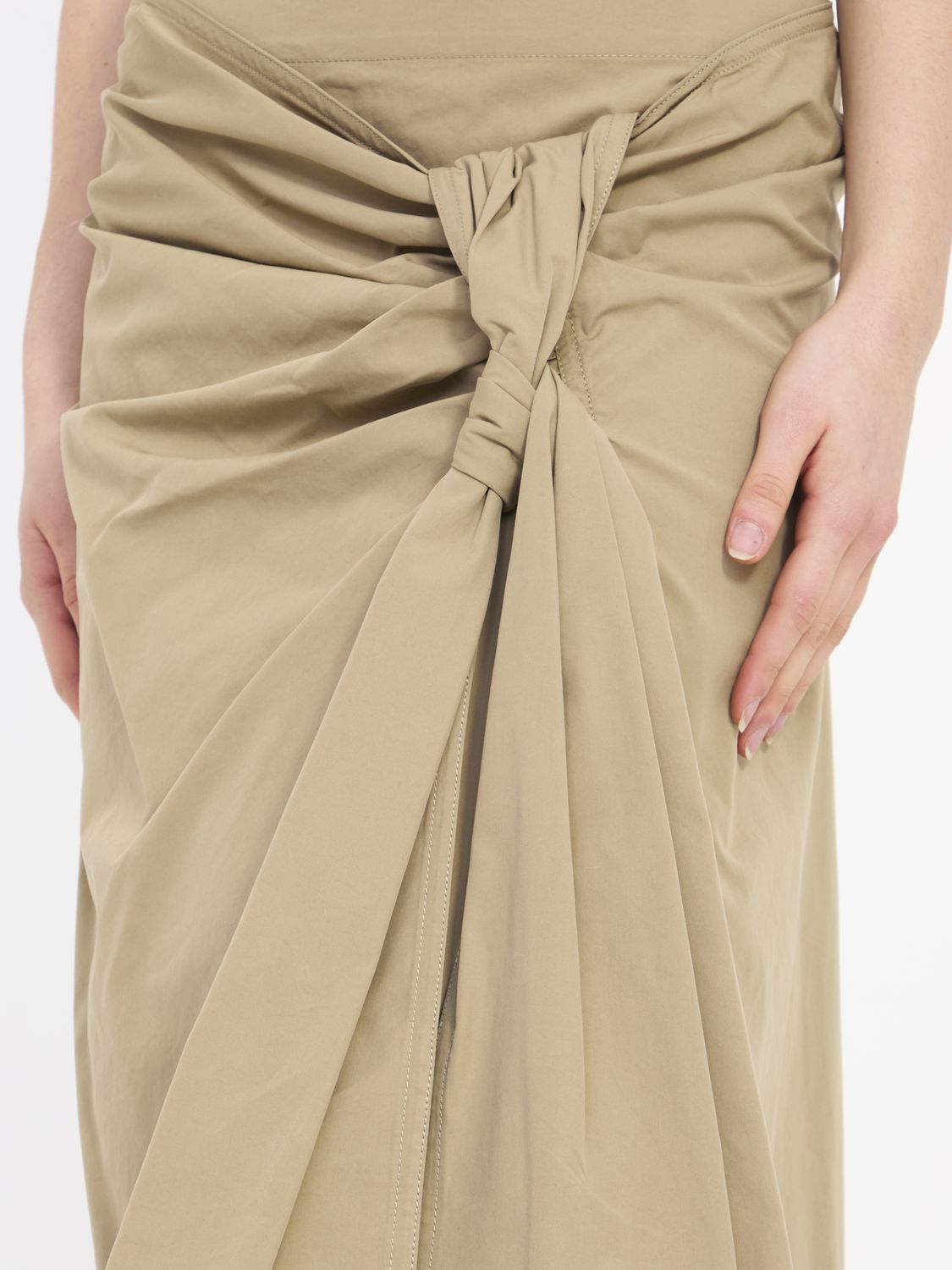 BOTTEGA VENETA Chic Cotton Midi Skirt with Front Knot Detail