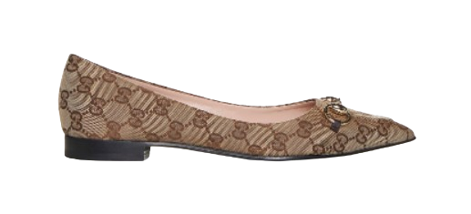 GUCCI Signature Horsebit Canvas Ballerina Shoes