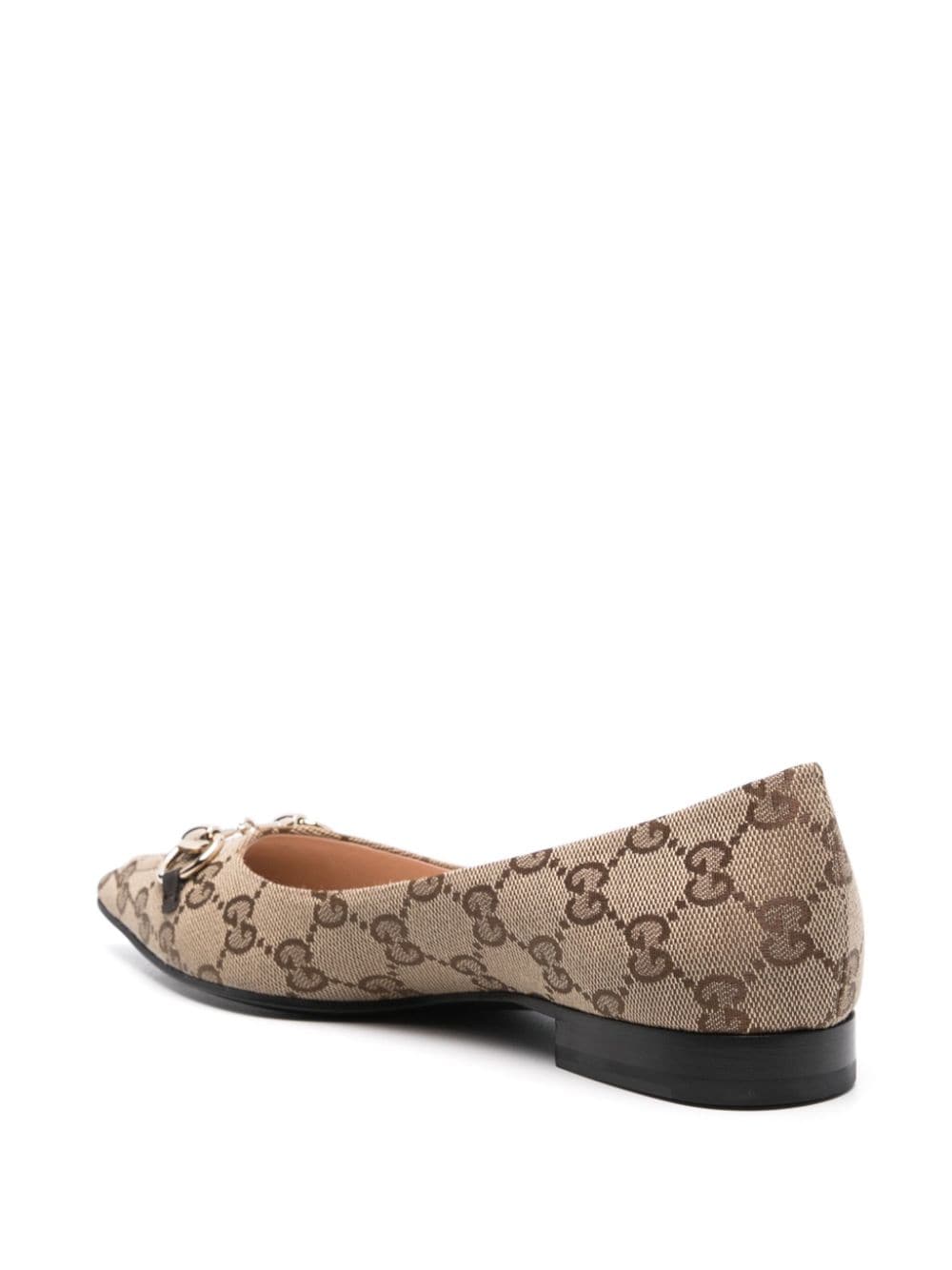 GUCCI Signature Horsebit Canvas Ballerina Shoes