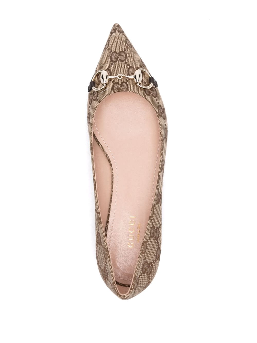 GUCCI Signature Horsebit Canvas Ballerina Shoes