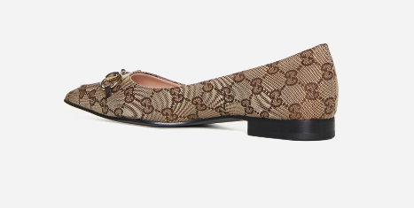 GUCCI Signature Horsebit Canvas Ballerina Shoes