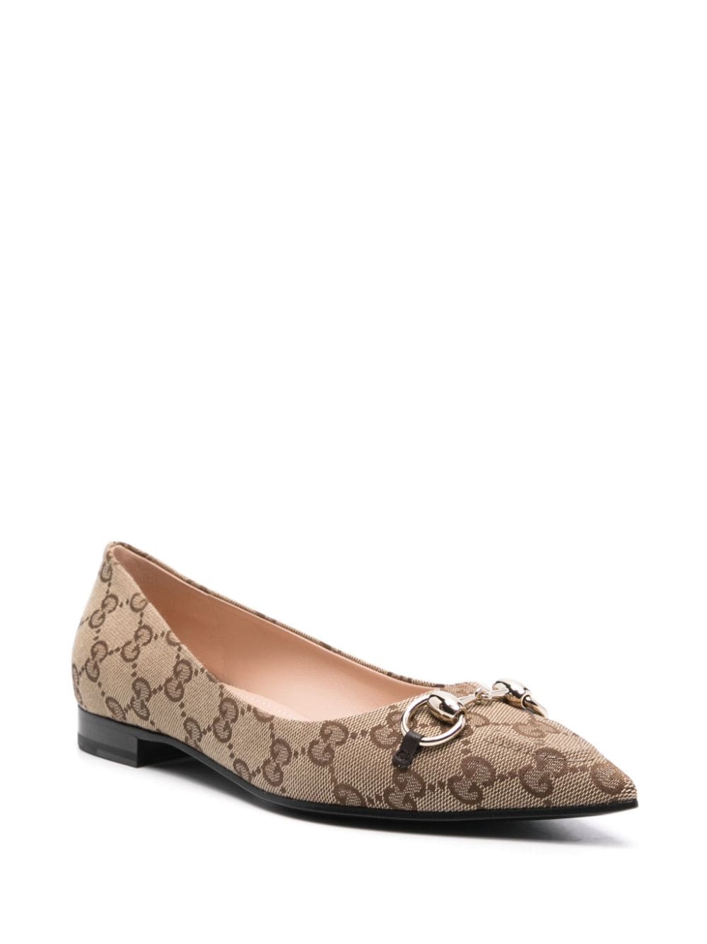GUCCI Signature Horsebit Canvas Ballerina Shoes