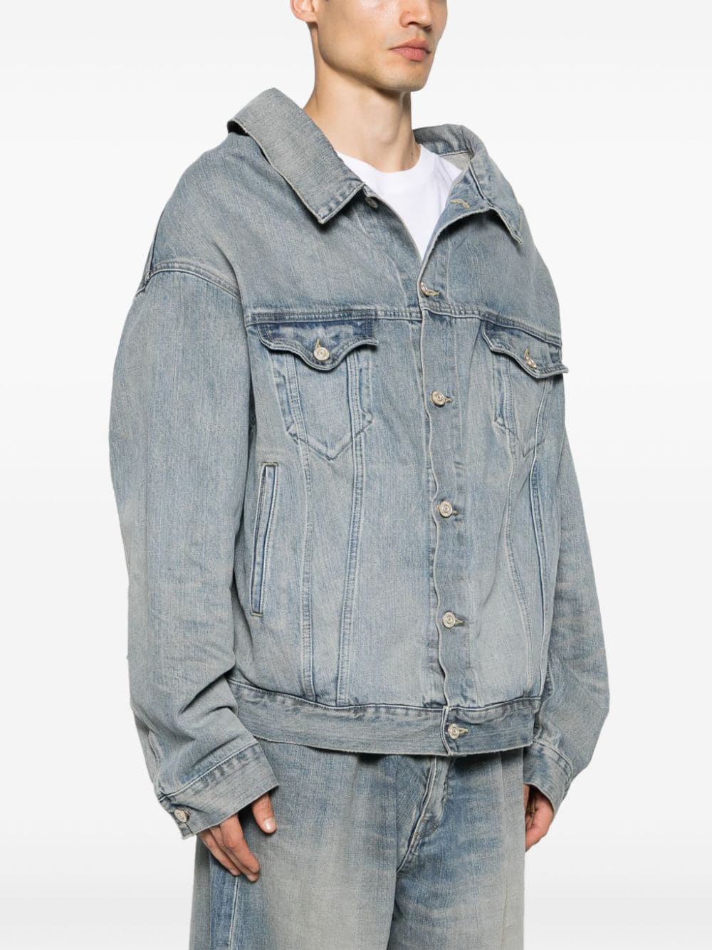 BALENCIAGA Off Shoulder Denim Jacket
