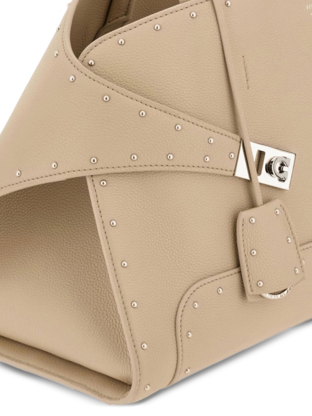 Ferragamo Studded Leather Handbag with Top Handles