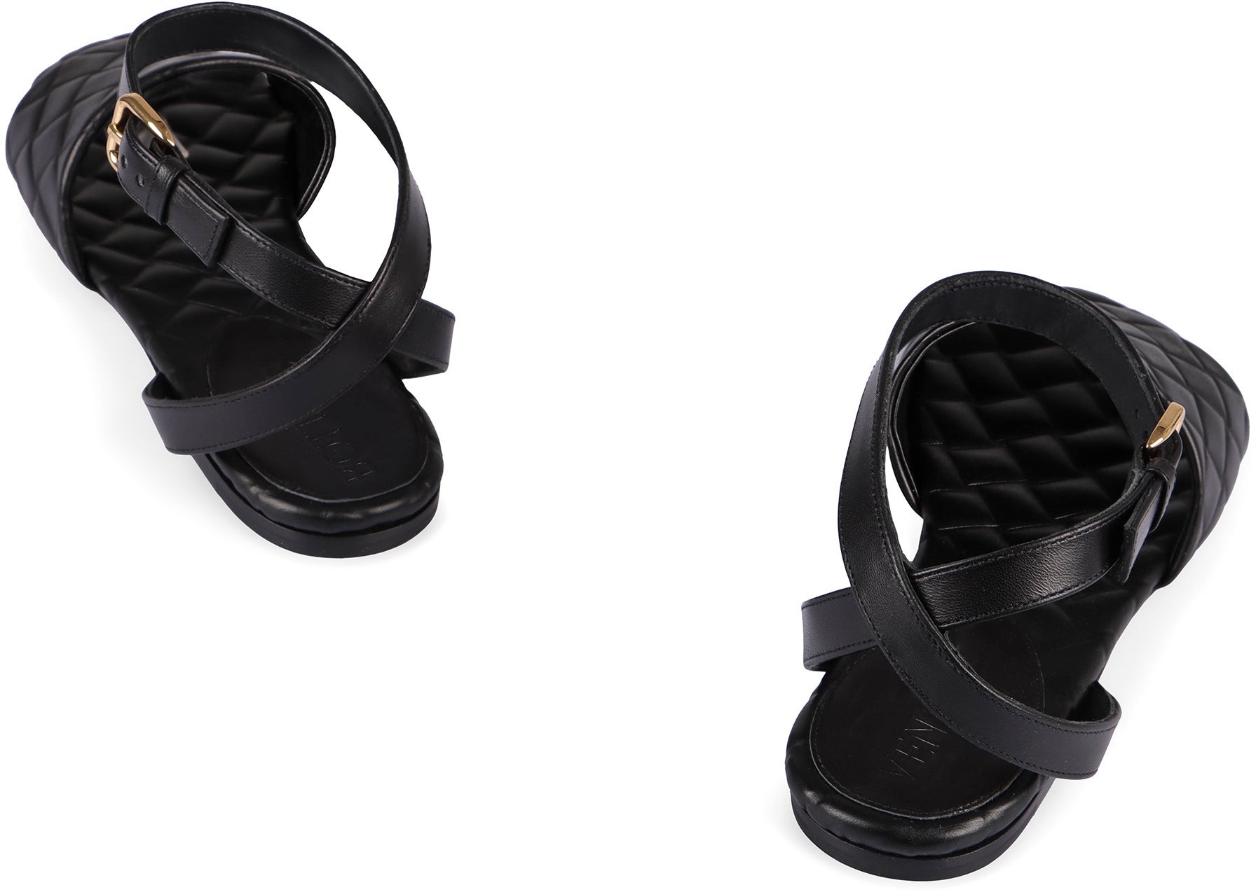 BOTTEGA VENETA Woven Pattern Ankle Strap Flat Sandals