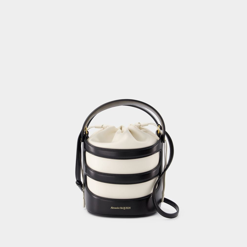 ALEXANDER MCQUEEN Two-Tone Leather The Rise Bucket Handbag