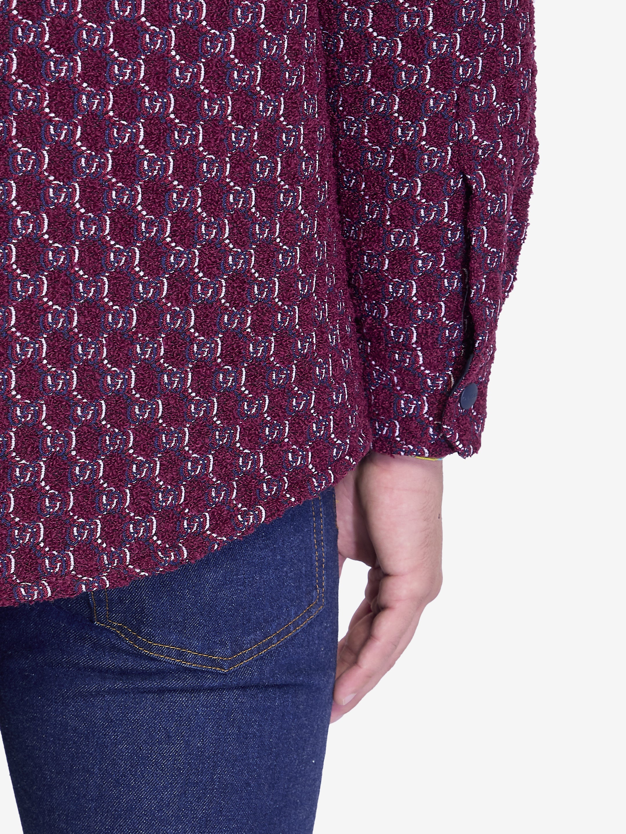 GUCCI Wool Blend Overshirt with Press-Stud Closure