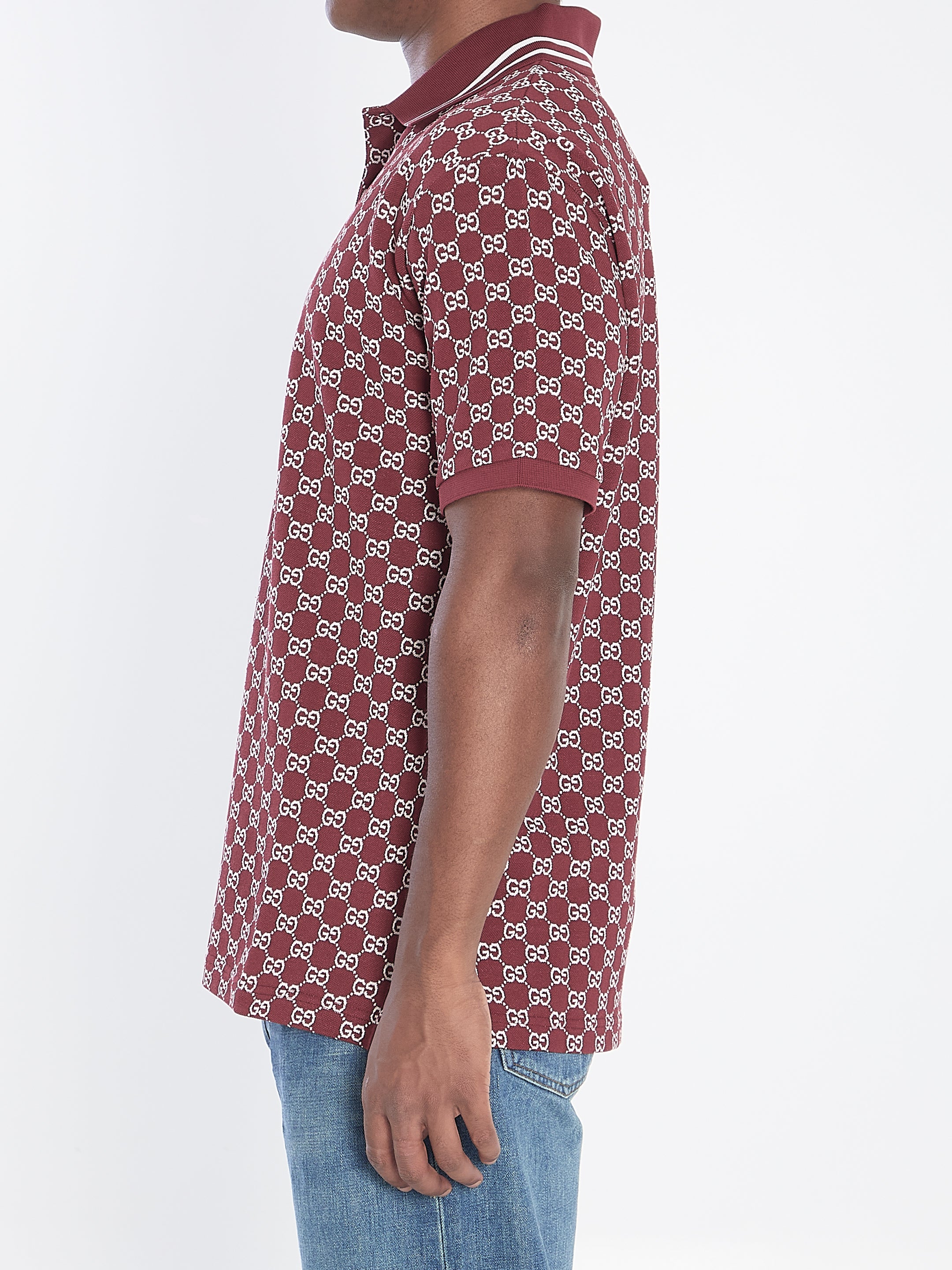 GUCCI Cotton Polo Shirt with Jacquard Pattern for Men