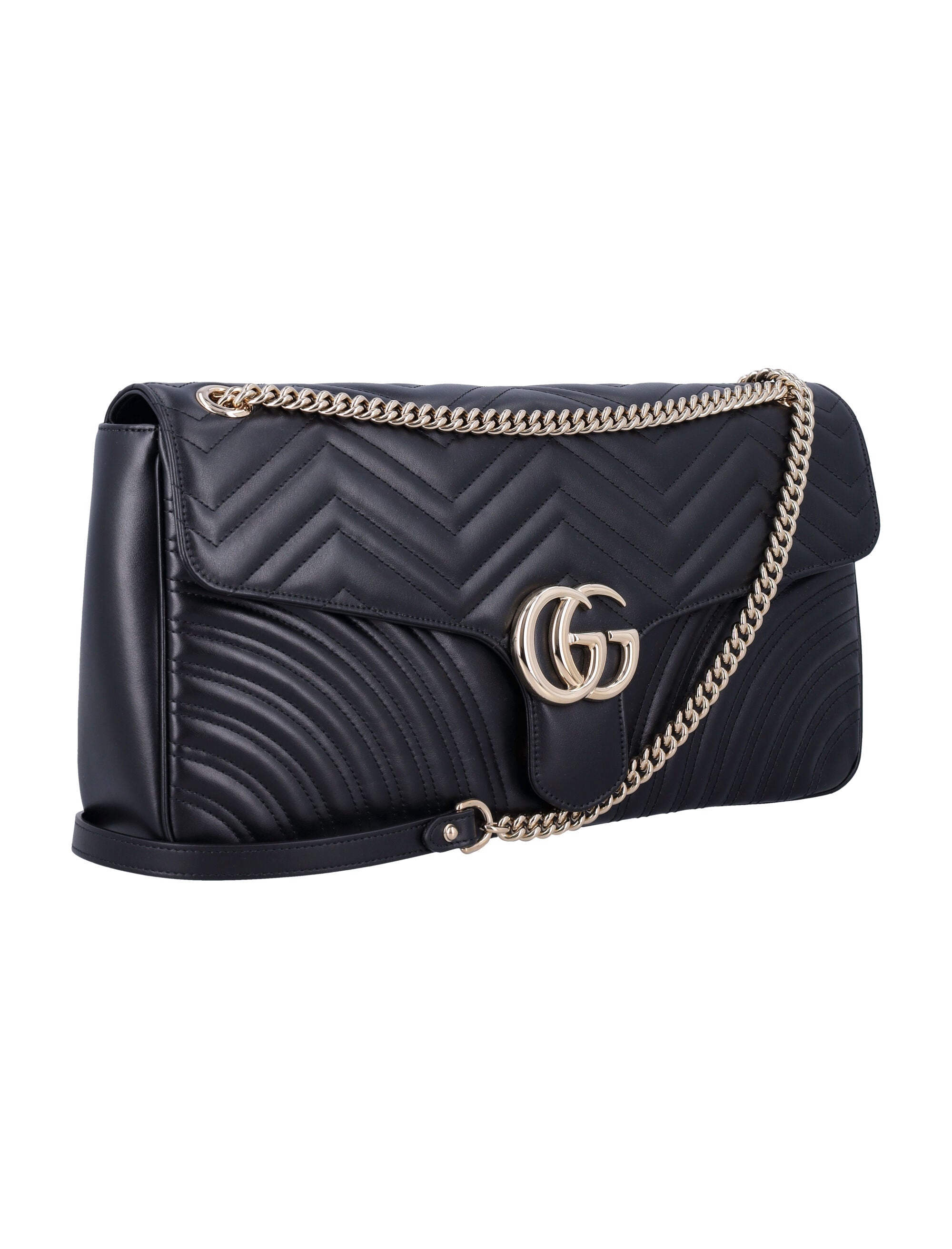 GUCCI Large Chevron Lambskin Shoulder Handbag