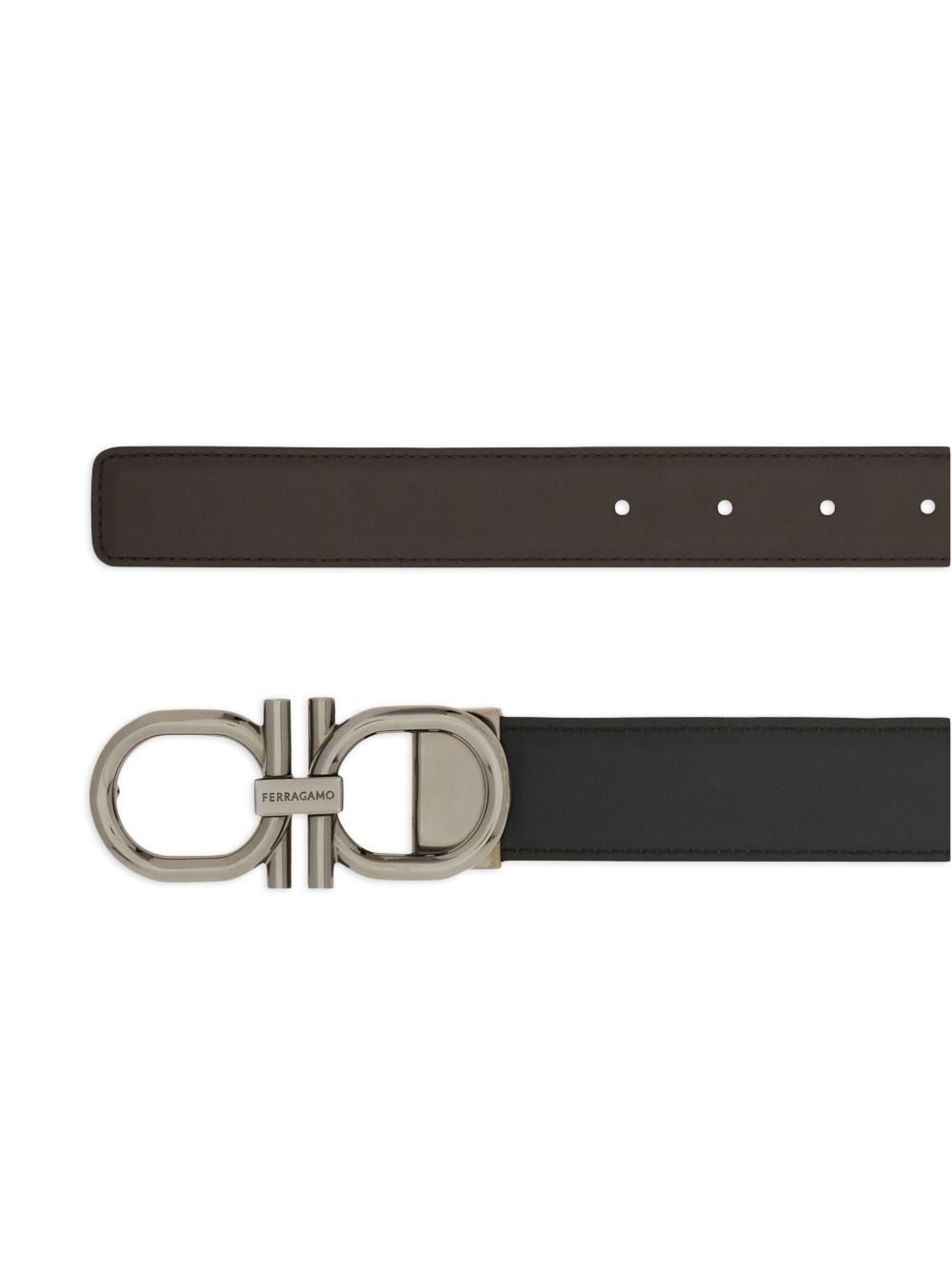 Ferragamo Men's Leather Belt with Gancini Hook Buckle