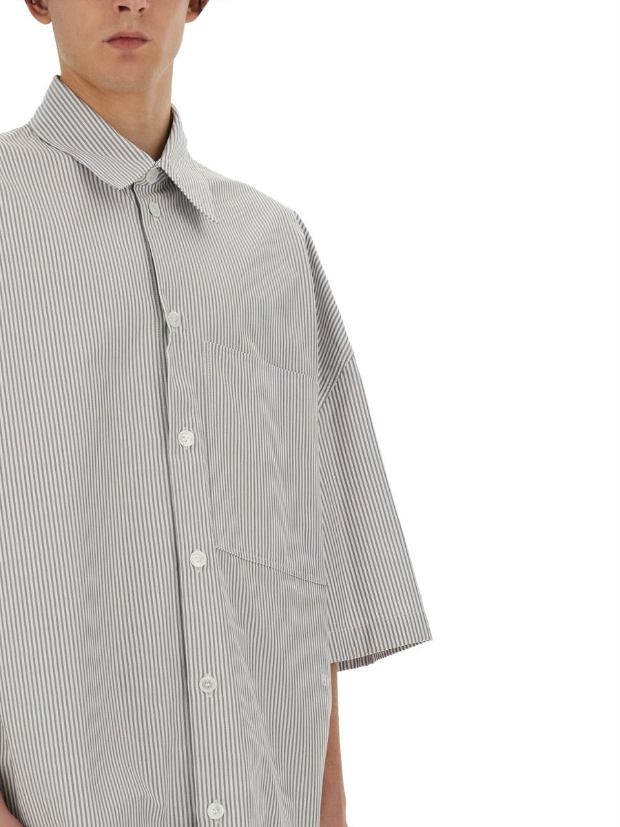 BOTTEGA VENETA Striped Overshirt with Embroidered Detail - Size 48