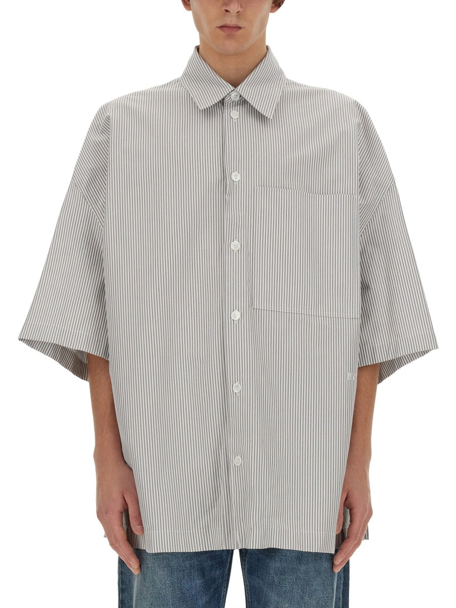 BOTTEGA VENETA Striped Overshirt with Embroidered Detail - Size 48