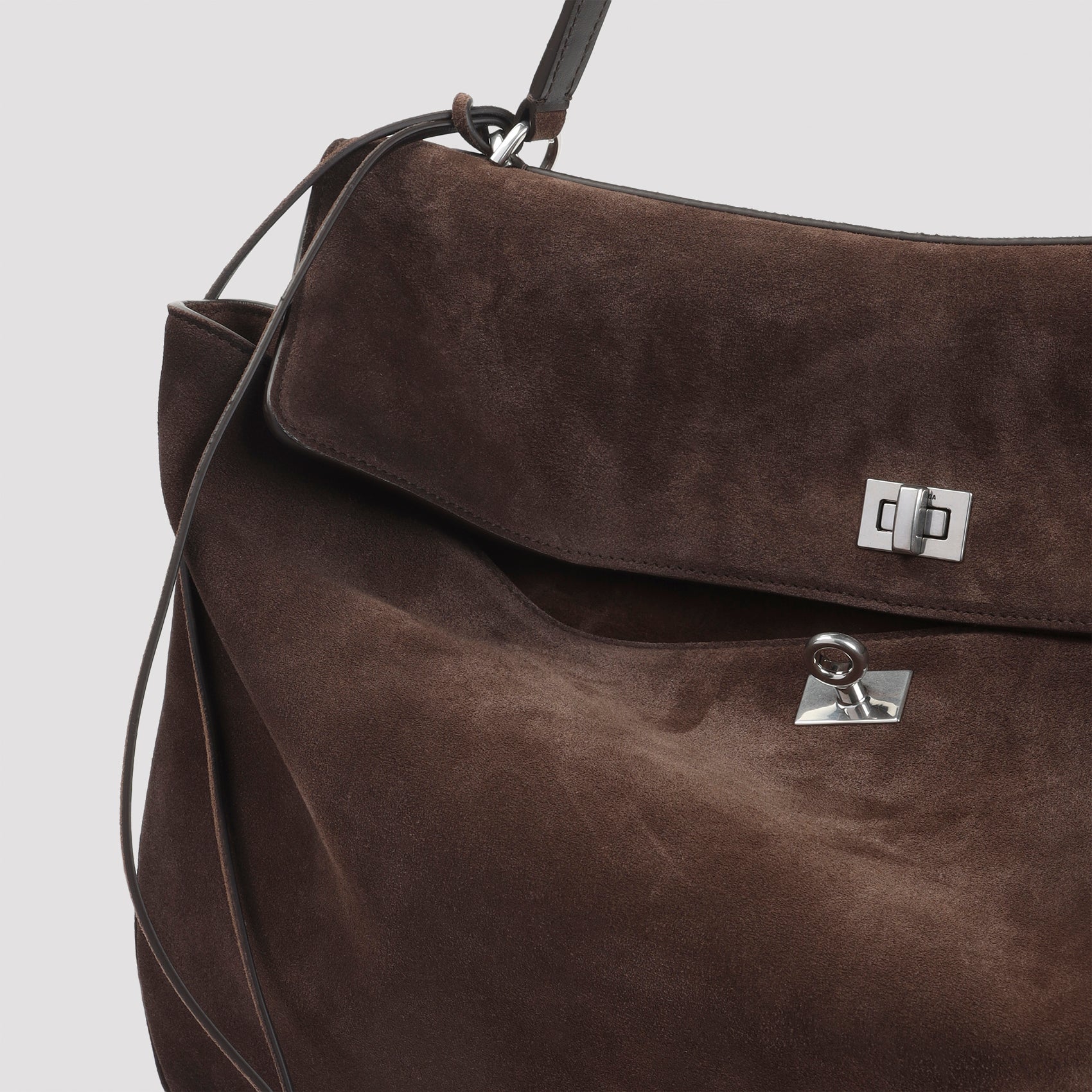 BALENCIAGA Mini Suede Leather Top Handle Handbag